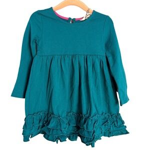 Matilda Jane Teal Ruffle Dress Bloomer Set Girls 18-24 Months Long Sleeve